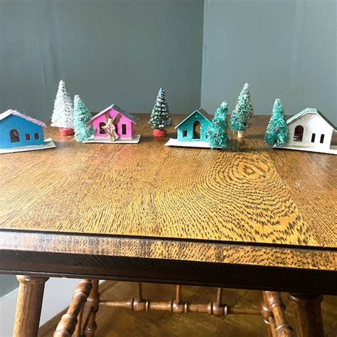 vintage metal handmade house ornaments made in japan by pat|Set of 3 Vintage Putz Christmas Village Ornaments Made in .